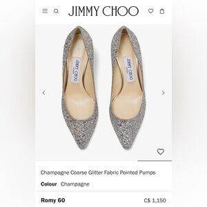 Jimmy Choo Romy Glitter Heels in Champagne